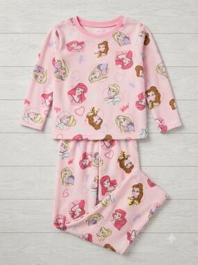 Disney Girls Pink Princess Fleece Pajama Set